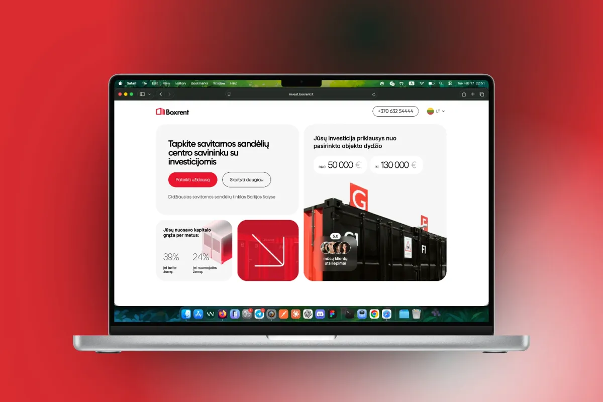 Boxrent Invest - Лендинг для привлечения инвесторов в self-storage франшизу